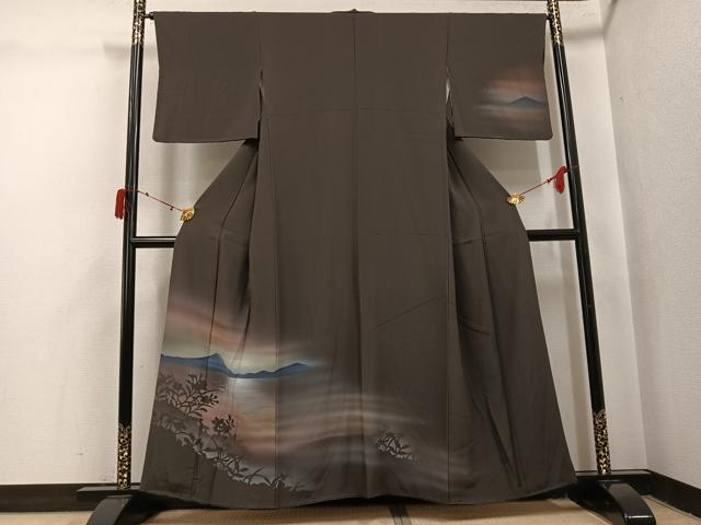 平和屋着物●訪問着　遠山草花文　暈し染め　正絹　逸品　AABJ2953ph