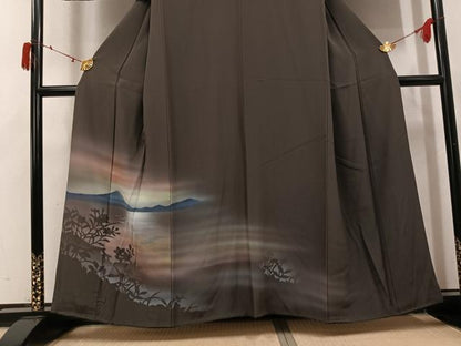 平和屋着物●訪問着　遠山草花文　暈し染め　正絹　逸品　AABJ2953ph