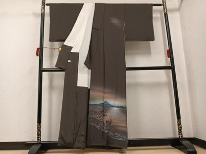 平和屋着物●訪問着　遠山草花文　暈し染め　正絹　逸品　AABJ2953ph