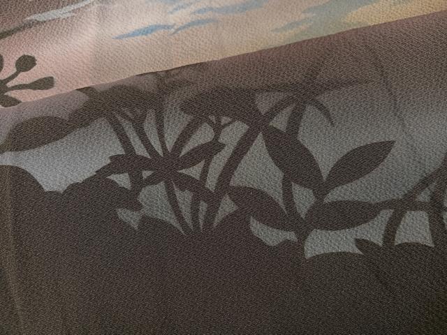 平和屋着物●訪問着　遠山草花文　暈し染め　正絹　逸品　AABJ2953ph
