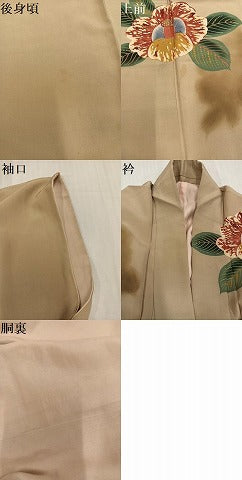 平和屋着物●アンティーク　大正ロマン　訪問着　刺繍　草花文　金糸　正絹　逸品　AABJ2954ph