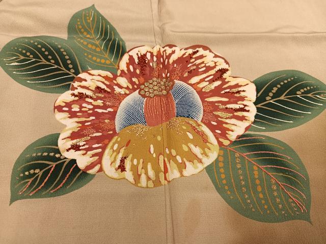 平和屋着物●アンティーク　大正ロマン　訪問着　刺繍　草花文　金糸　正絹　逸品　AABJ2954ph