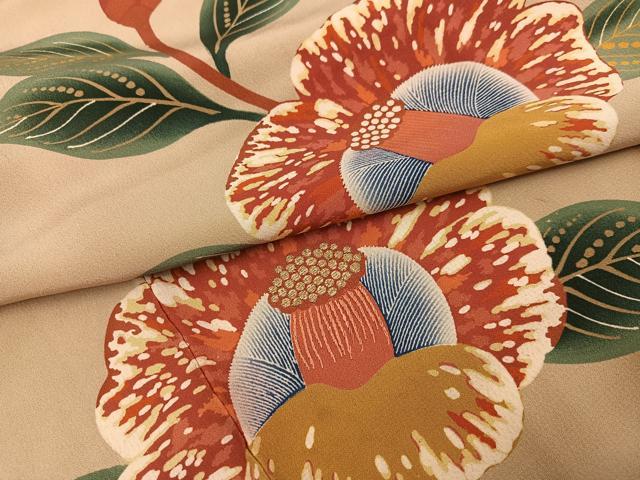 平和屋着物●アンティーク　大正ロマン　訪問着　刺繍　草花文　金糸　正絹　逸品　AABJ2954ph