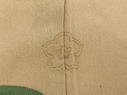 平和屋着物●アンティーク　大正ロマン　訪問着　刺繍　草花文　金糸　正絹　逸品　AABJ2954ph