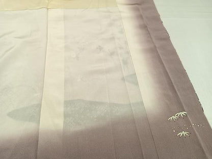 平和屋着物●訪問着　紬地　絞り　草花籬文　金彩　やまと誂製　正絹　逸品　AABJ2958ph