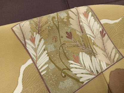 平和屋着物●豪華色留袖　駒刺繍　色紙群鶴扇面草花文　暈し染め　金彩　正絹　逸品　AABJ2963ph