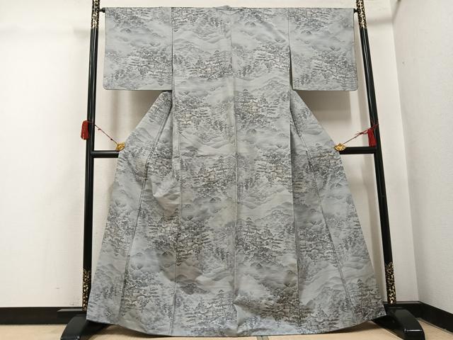 平和屋着物○都喜ヱ門 本場大島紬 白大島 総絣 風景樹林