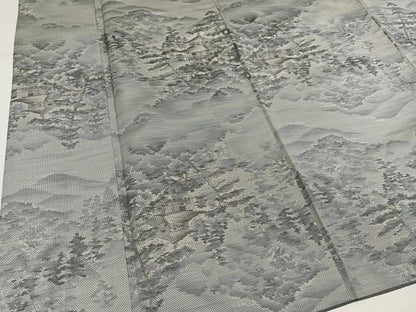 平和屋着物●都喜ヱ門　本場大島紬　白大島　総絣　風景樹林文　藤絹織物謹製　正絹　逸品　AABJ2965ph