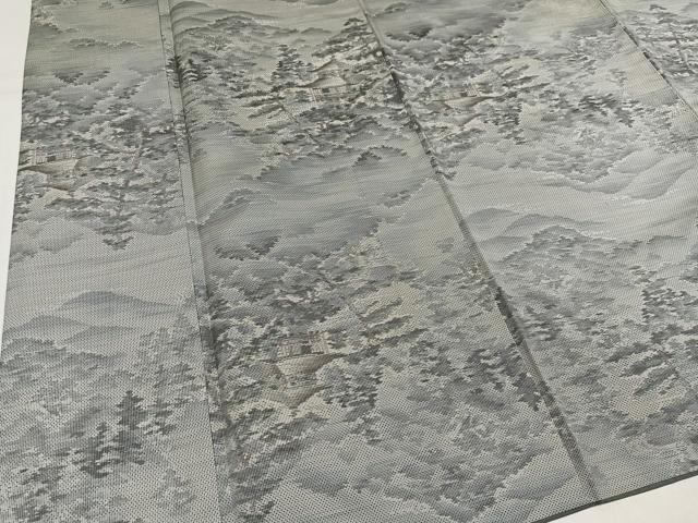 平和屋着物●都喜ヱ門　本場大島紬　白大島　総絣　風景樹林文　藤絹織物謹製　正絹　逸品　AABJ2965ph