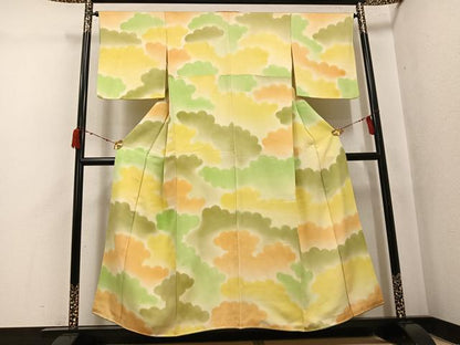 平和屋着物●訪問着　雲重ね文　正絹　逸品　AABJ2966ph