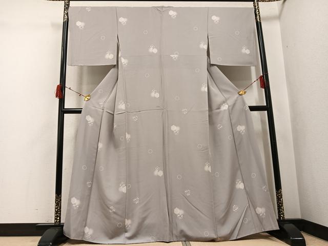平和屋着物●上質な小紋　雪輪草花文　ほたる暈し　正絹　逸品　AABJ2969ph