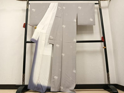 平和屋着物●上質な小紋　雪輪草花文　ほたる暈し　正絹　逸品　AABJ2969ph