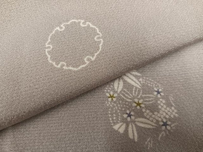 平和屋着物●上質な小紋　雪輪草花文　ほたる暈し　正絹　逸品　AABJ2969ph