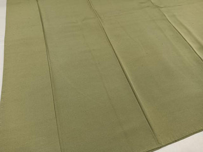平和屋着物●上質な色無地　黄海松茶色　正絹　逸品　AABJ2972ph