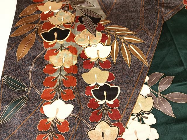 平和屋着物●豪華振袖　駒刺繍　立波花文　金彩　正絹　逸品　AABJ2973ph