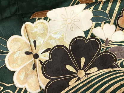 平和屋着物●豪華振袖　駒刺繍　立波花文　金彩　正絹　逸品　AABJ2973ph