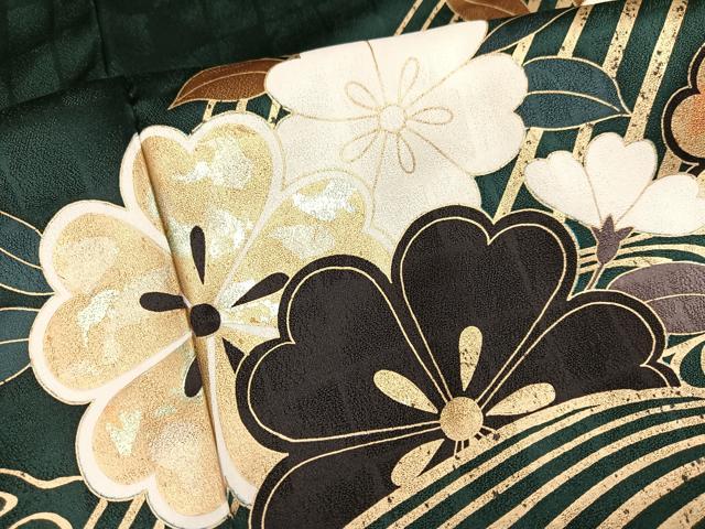 平和屋着物●豪華振袖　駒刺繍　立波花文　金彩　正絹　逸品　AABJ2973ph