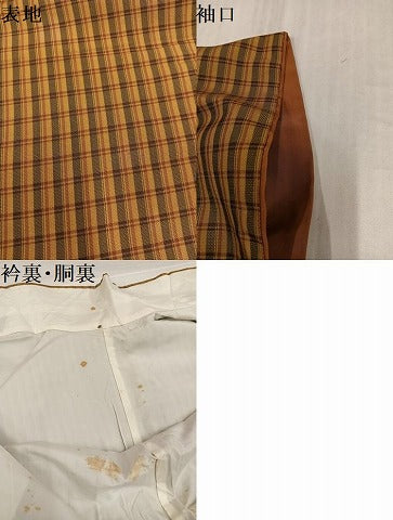 平和屋着物●本場黄八丈　綾織　格子　正絹　逸品　AABJ2974ph
