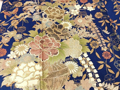 平和屋着物●豪華振袖　草花文　暈し染め　金銀彩　正絹　逸品　AABJ2976ph