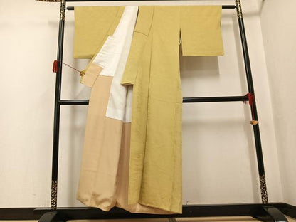 平和屋着物●上質な色無地　立波地紋　蒸栗色　正絹　逸品　AABJ2979ph
