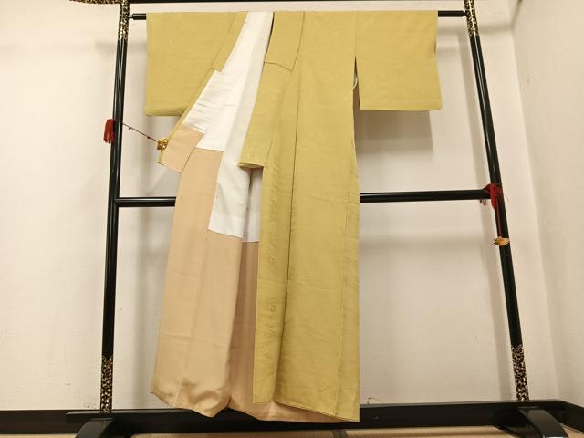 平和屋着物●上質な色無地　立波地紋　蒸栗色　正絹　逸品　AABJ2979ph