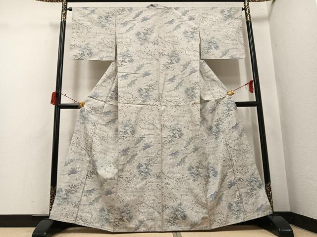 平和屋着物○本場大島紬 白大島 総絣 草花文 正絹 逸品 AABJ2981ph