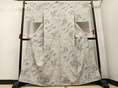 平和屋着物●本場大島紬　白大島　総絣　草花文　正絹　逸品　AABJ2981ph