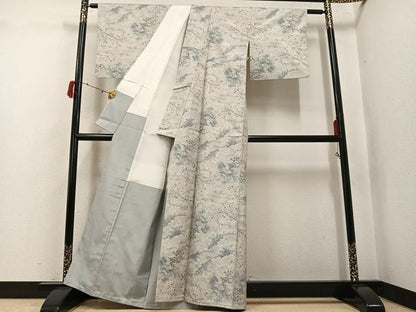 平和屋着物●本場大島紬　白大島　総絣　草花文　正絹　逸品　AABJ2981ph