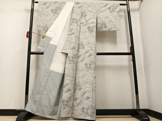 平和屋着物●本場大島紬　白大島　総絣　草花文　正絹　逸品　AABJ2981ph