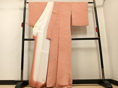 平和屋着物●上質な小紋　霞文　暈し染め　鬼しぼ縮緬　正絹　逸品　AABJ2982ph