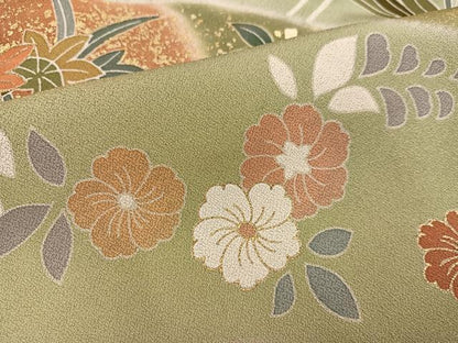 平和屋着物●訪問着　刺繍　草花文　暈し染め　金彩　正絹　逸品　AABJ2985ph