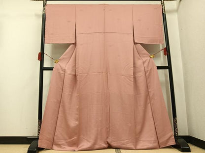平和屋着物●上質な色無地　花菱地紋　ときがら茶色　正絹　逸品　AABJ2986ph