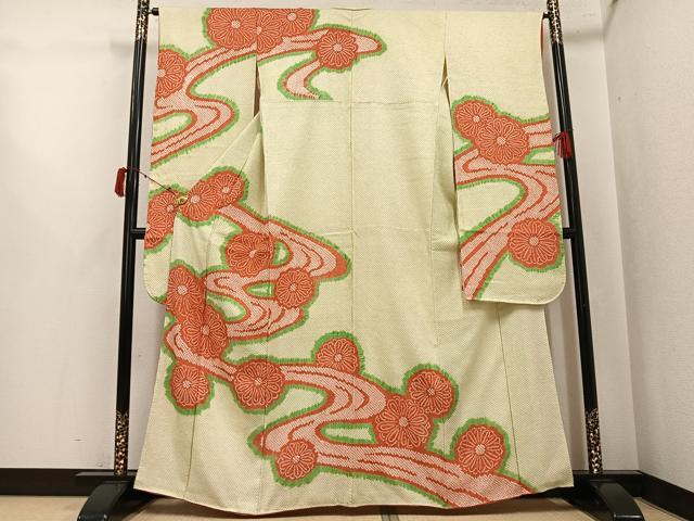 平和屋着物●豪華振袖　総絞り　流水花文　正絹　逸品　AABJ2987ph
