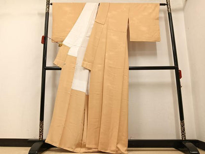 平和屋着物●上質な色無地　草花地紋　雄黄色　松坂屋扱い　正絹　逸品　AABJ2988ph