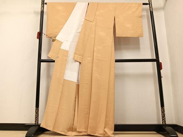 平和屋着物●上質な色無地　草花地紋　雄黄色　松坂屋扱い　正絹　逸品　AABJ2988ph