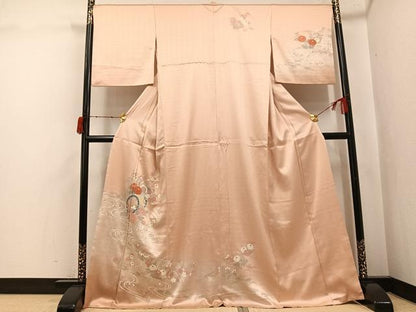 平和屋着物●訪問着　流水花車文　暈し染め　金彩　正絹　逸品　AABJ2991ph