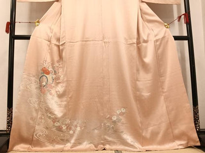平和屋着物●訪問着　流水花車文　暈し染め　金彩　正絹　逸品　AABJ2991ph