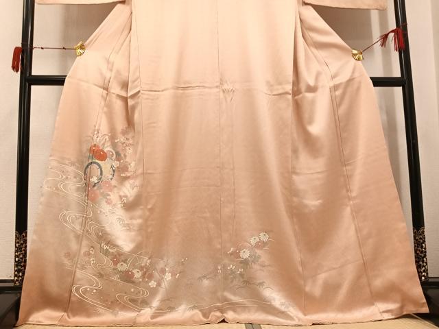平和屋着物●訪問着　流水花車文　暈し染め　金彩　正絹　逸品　AABJ2991ph