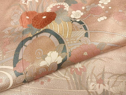 平和屋着物●訪問着　流水花車文　暈し染め　金彩　正絹　逸品　AABJ2991ph