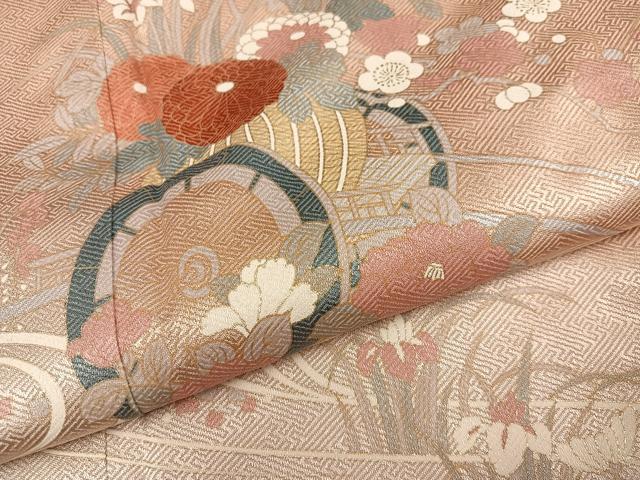 平和屋着物●訪問着　流水花車文　暈し染め　金彩　正絹　逸品　AABJ2991ph