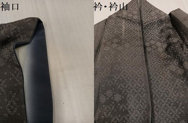 平和屋着物●結城紬　100亀甲　吉祥間道　やまと誂製　正絹　逸品　AABJ2992ph