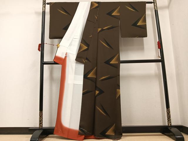 平和屋着物●上質な小紋　幾何学文様　正絹　逸品　未使用　AABJ2994ph