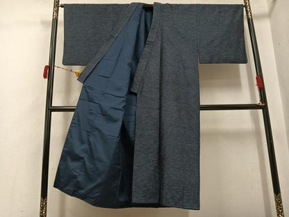 平和屋着物●男性　紬　横段文　正絹　逸品　AABJ2997ph