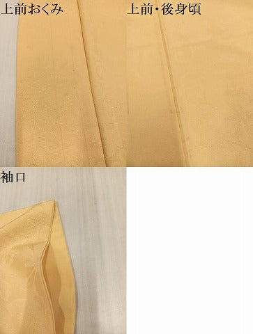平和屋着物●上質な色無地　花唐草地紋　蜂蜜色　正絹　逸品　AABJ3000ph