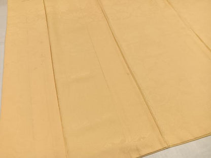 平和屋着物●上質な色無地　花唐草地紋　蜂蜜色　正絹　逸品　AABJ3000ph