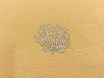 平和屋着物●上質な色無地　花唐草地紋　蜂蜜色　正絹　逸品　AABJ3000ph