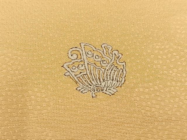 平和屋着物●上質な色無地　花唐草地紋　蜂蜜色　正絹　逸品　AABJ3000ph