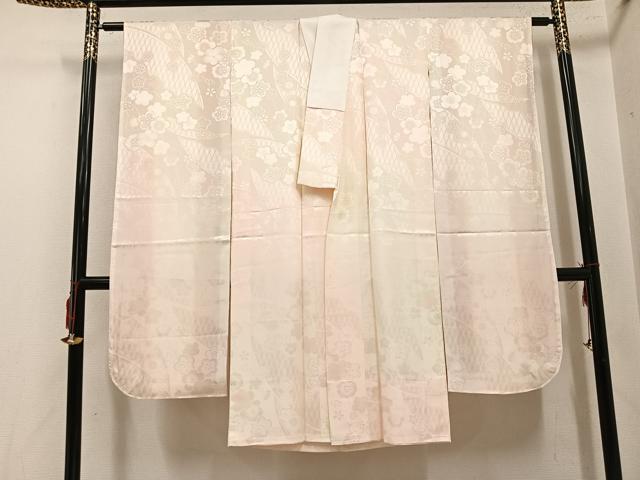 平和屋着物●振袖用長襦袢　袷　梅籬地紋　暈し染め　正絹　逸品　AABJ3003ph