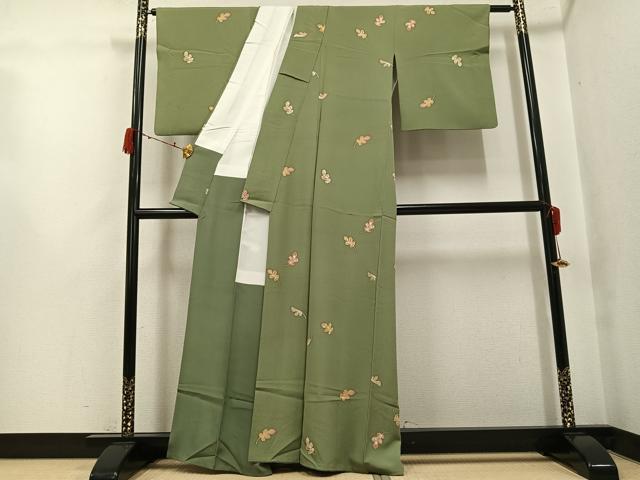 平和屋着物●上質な小紋　舞葉文　金彩　小田急百貨店扱い　正絹　逸品　AABJ3005ph