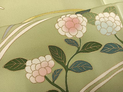 平和屋着物●京友禅作家　米沢新之助　訪問着　駒刺繍　草花文　金彩　正絹　逸品　AABJ3006ph